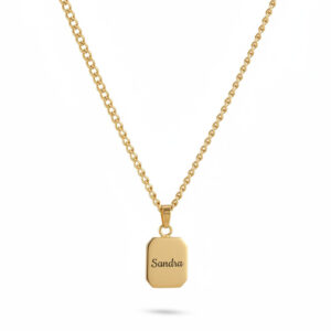 Women’s Engravable Tag Necklace on Curb Chain