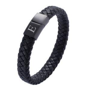 Initial Mens Black Bracelet